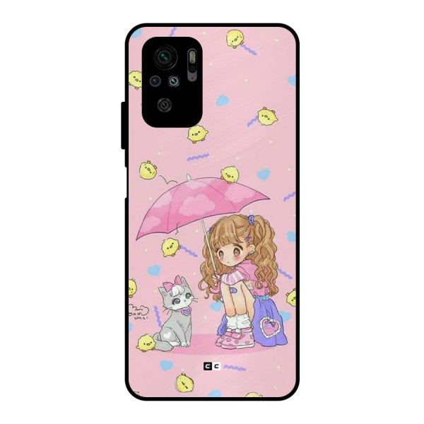 Girl With Cat Metal Back Case for Redmi Note 10S