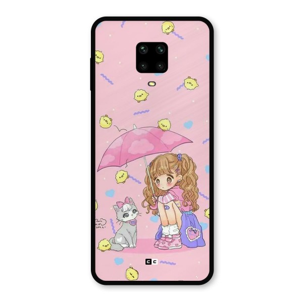 Girl With Cat Metal Back Case for Redmi Note 9 Pro