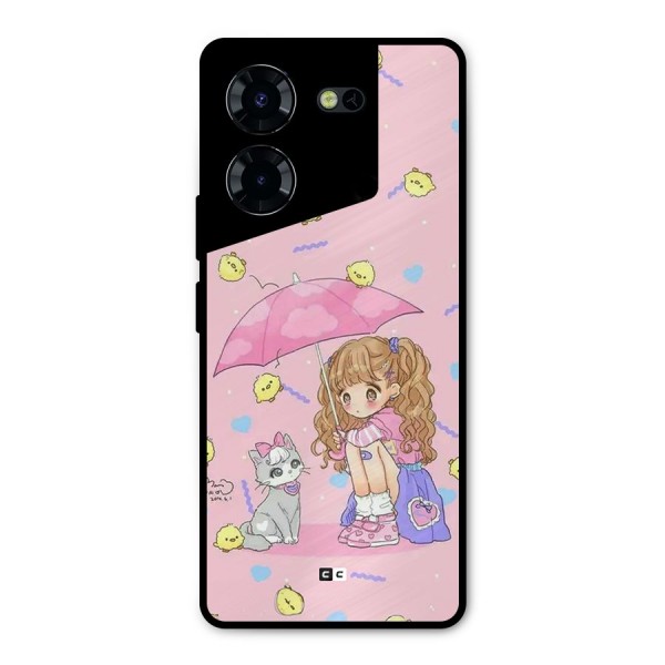Girl With Cat Metal Back Case for Tecno Pova 5 Pro 5G