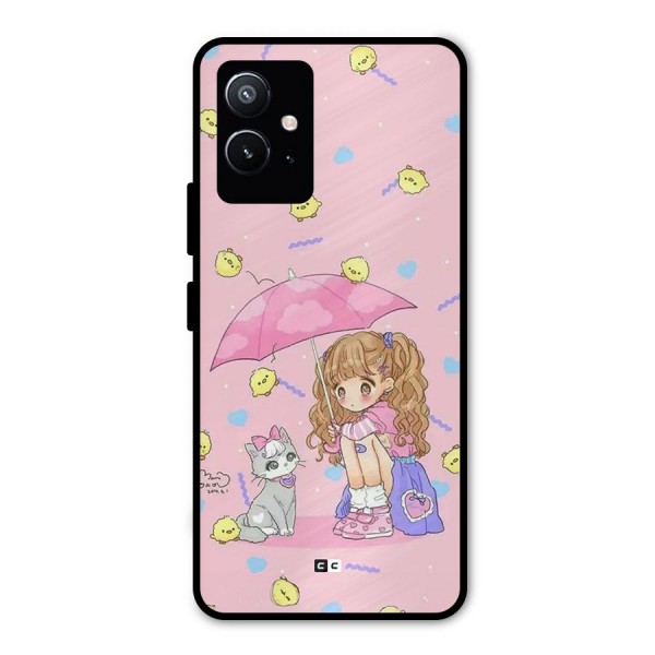 Girl With Cat Metal Back Case for Vivo T1 5G