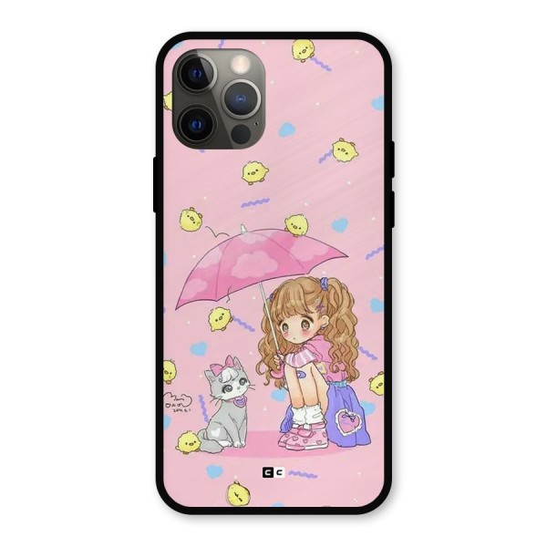 Girl With Cat Metal Back Case for iPhone 12 Pro