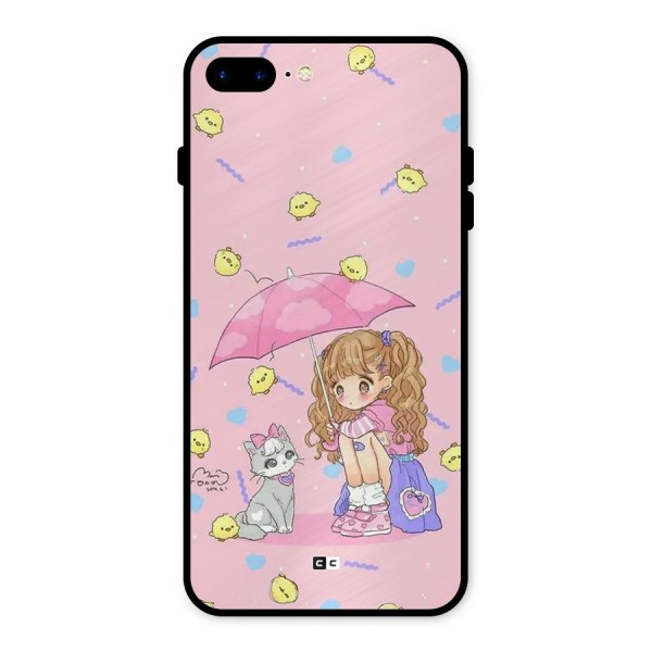 Girl With Cat Metal Back Case for iPhone 8 Plus
