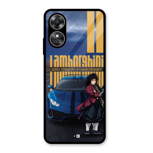 Giyu Tomioka Supercar Glass Back Case for Oppo A17