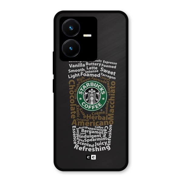 Glass StarBucks Metal Back Case for Vivo Y22