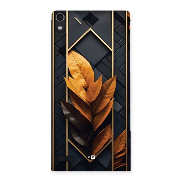 Golden Leaf Pattern Back Case for Ascend P6