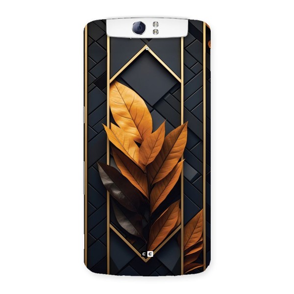 Golden Leaf Pattern Back Case for Oppo N1