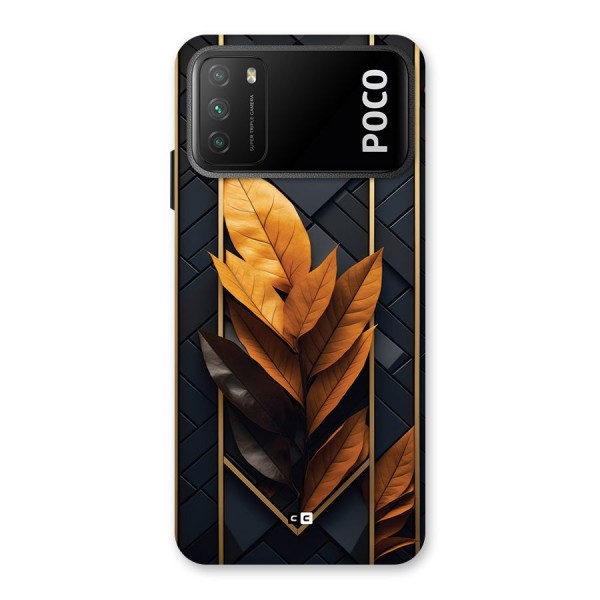 Golden Leaf Pattern Back Case for Poco M3