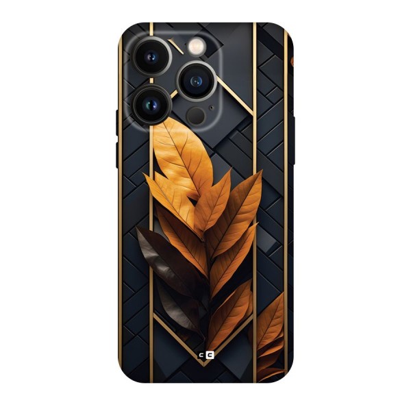 Golden Leaf Pattern Back Case for iPhone 14 Pro