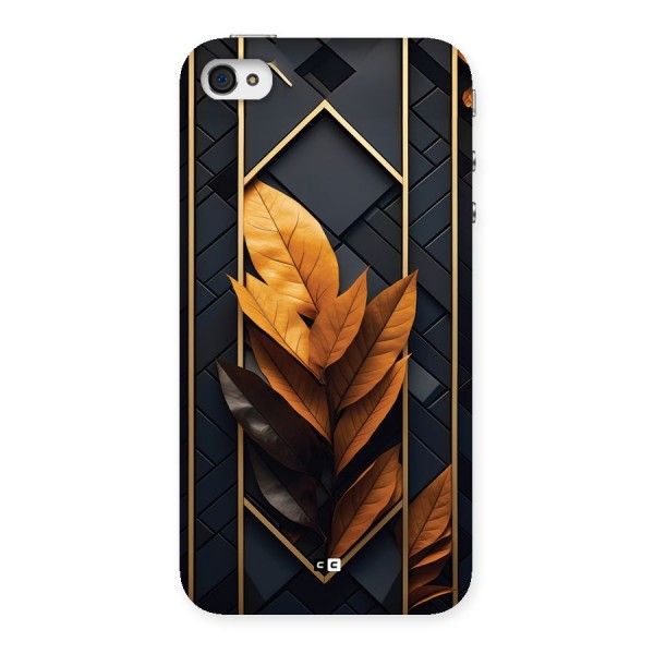 Golden Leaf Pattern Back Case for iPhone 4 4s