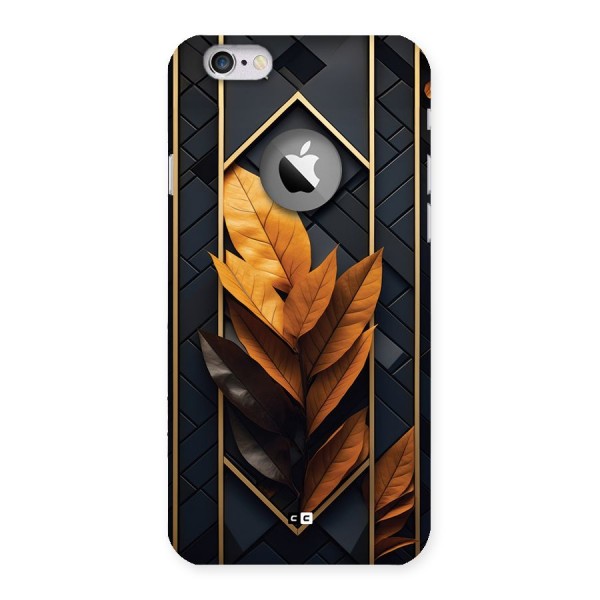 Golden Leaf Pattern Back Case for iPhone 6 Logo Cut