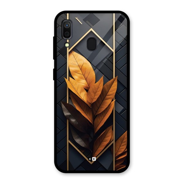 Golden Leaf Pattern Glass Back Case for Galaxy A30