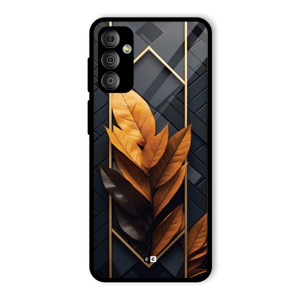 Golden Leaf Pattern Glass Back Case for Galaxy F23
