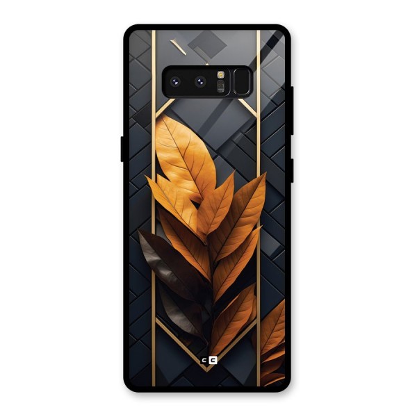 Golden Leaf Pattern Glass Back Case for Galaxy Note 8