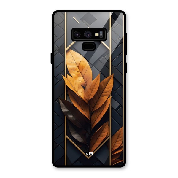 Golden Leaf Pattern Glass Back Case for Galaxy Note 9