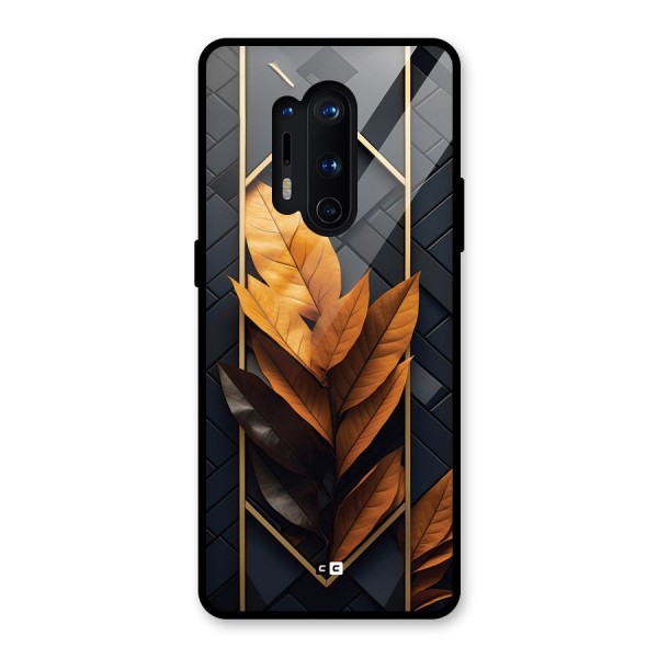 Golden Leaf Pattern Glass Back Case for OnePlus 8 Pro
