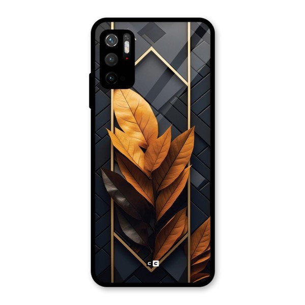 Golden Leaf Pattern Glass Back Case for Poco M3 Pro 5G
