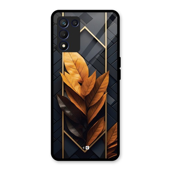 Golden Leaf Pattern Glass Back Case for Realme 9 5G Speed