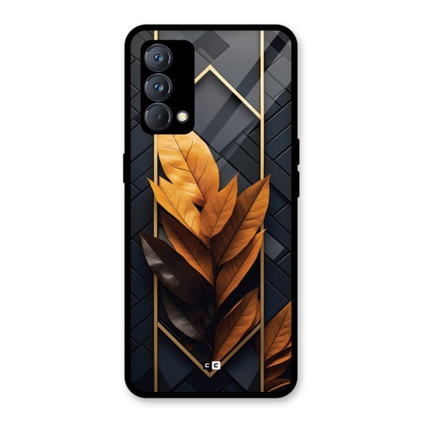 Golden Leaf Pattern Glass Back Case for Realme GT Master Edition