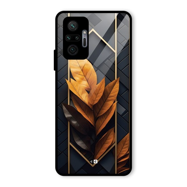 Golden Leaf Pattern Glass Back Case for Redmi Note 10 Pro Max
