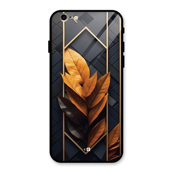 Golden Leaf Pattern Glass Back Case for iPhone 6 6S