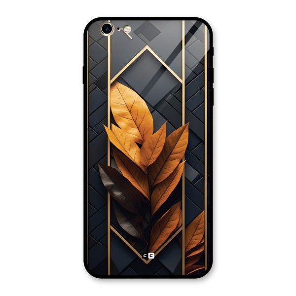 Golden Leaf Pattern Glass Back Case for iPhone 6 Plus 6S Plus