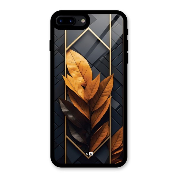 Golden Leaf Pattern Glass Back Case for iPhone 8 Plus