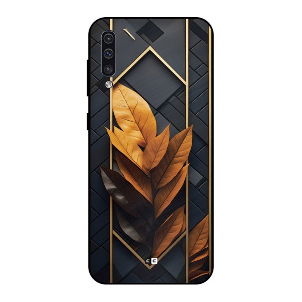 Golden Leaf Pattern Metal Back Case for Galaxy A30s