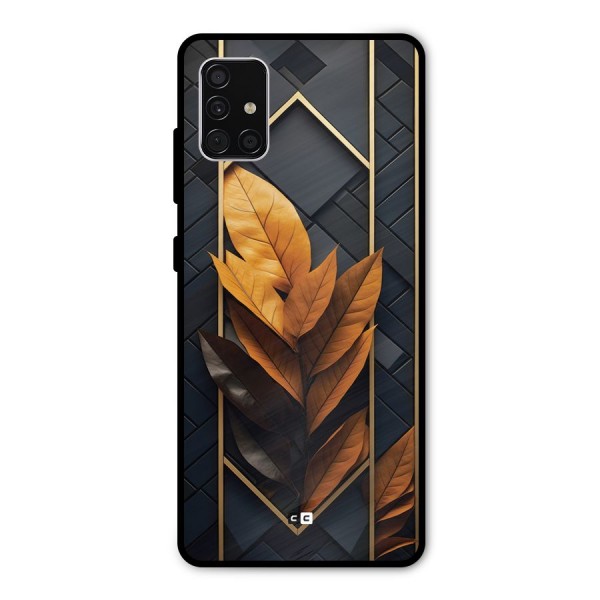 Golden Leaf Pattern Metal Back Case for Galaxy A51
