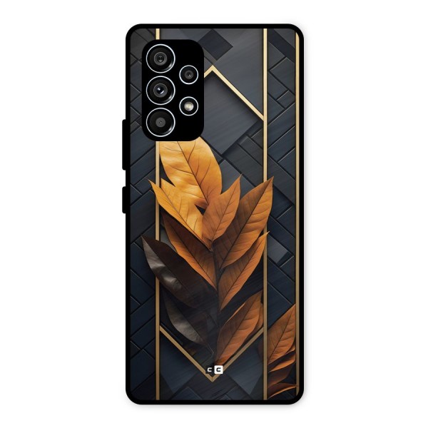 Golden Leaf Pattern Metal Back Case for Galaxy A53 5G