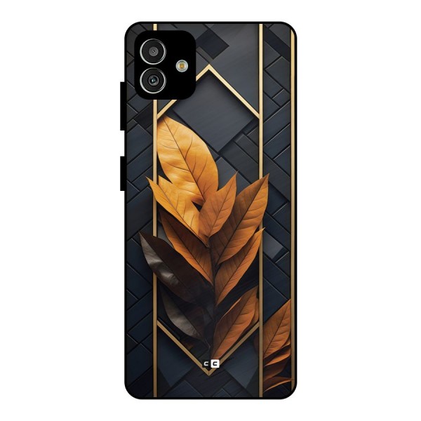 Golden Leaf Pattern Metal Back Case for Galaxy M13 5G