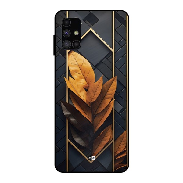 Golden Leaf Pattern Metal Back Case for Galaxy M51