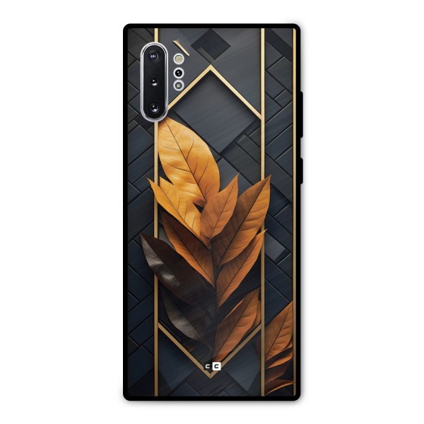 Golden Leaf Pattern Metal Back Case for Galaxy Note 10 Plus
