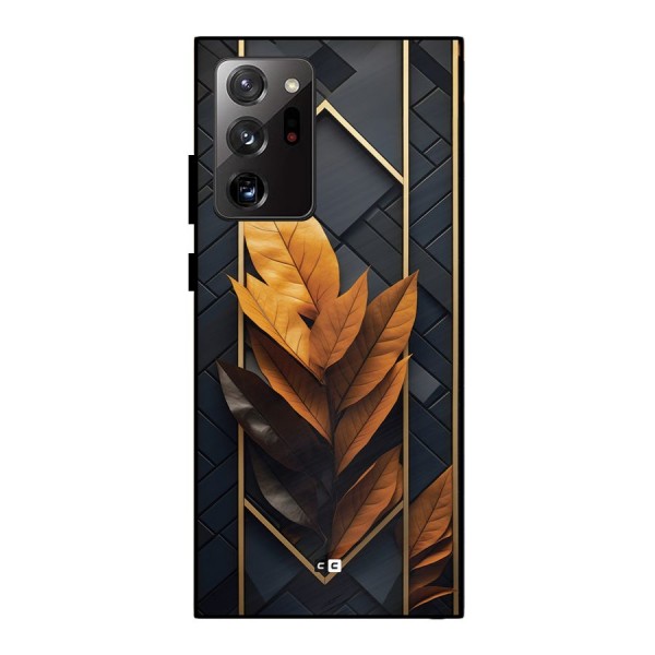 Golden Leaf Pattern Metal Back Case for Galaxy Note 20 Ultra
