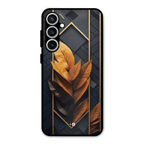 Golden Leaf Pattern Metal Back Case for Galaxy S23 FE