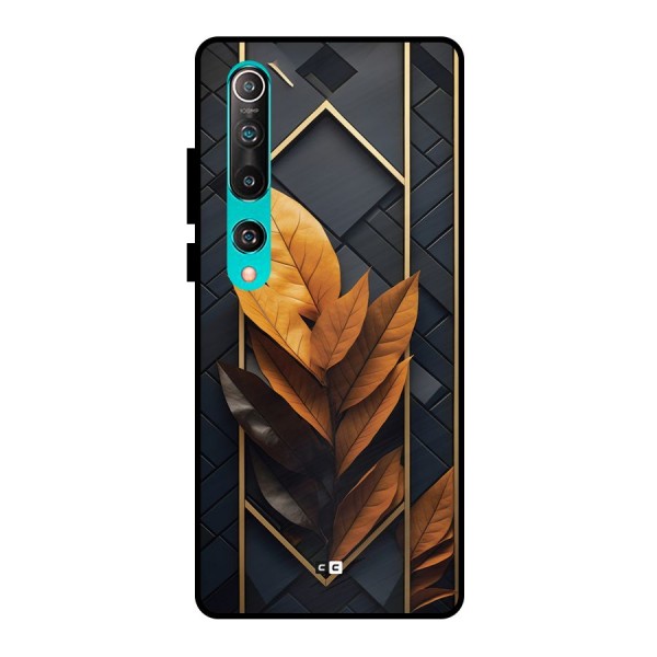 Golden Leaf Pattern Metal Back Case for Mi 10