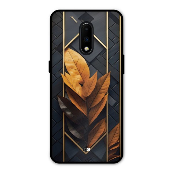 Golden Leaf Pattern Metal Back Case for OnePlus 7