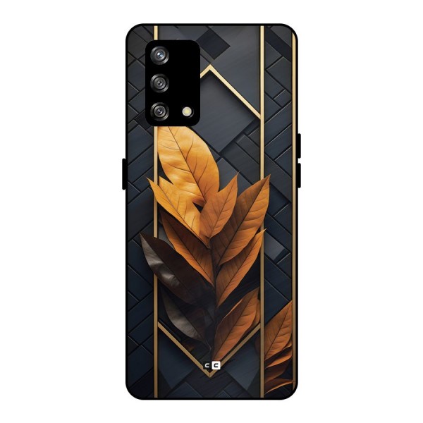 Golden Leaf Pattern Metal Back Case for Oppo F19s