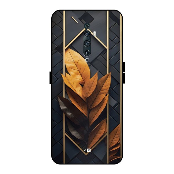 Golden Leaf Pattern Metal Back Case for Oppo Reno2 Z