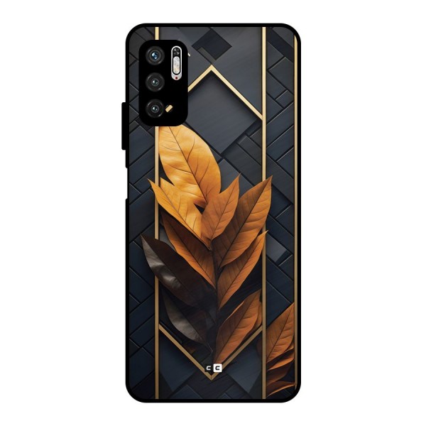 Golden Leaf Pattern Metal Back Case for Poco M3 Pro 5G