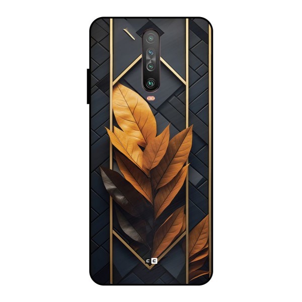 Golden Leaf Pattern Metal Back Case for Poco X2