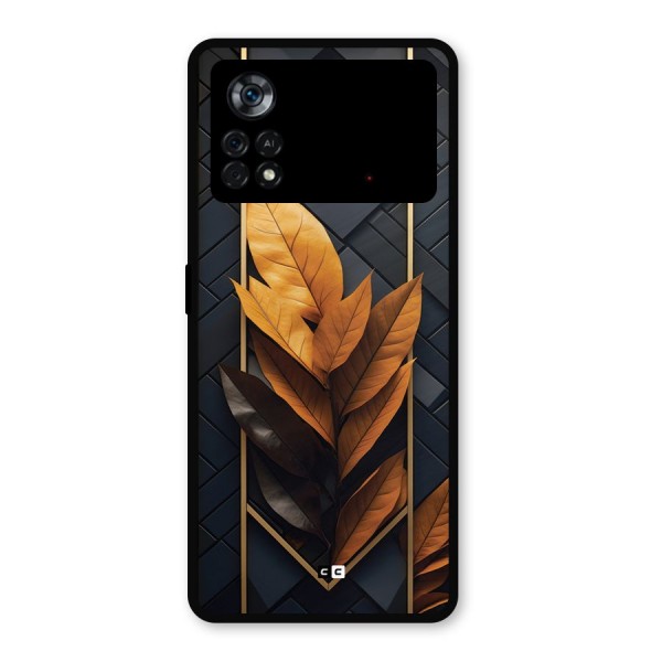 Golden Leaf Pattern Metal Back Case for Poco X4 Pro 5G