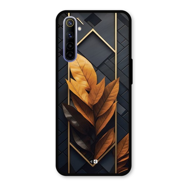 Golden Leaf Pattern Metal Back Case for Realme 6