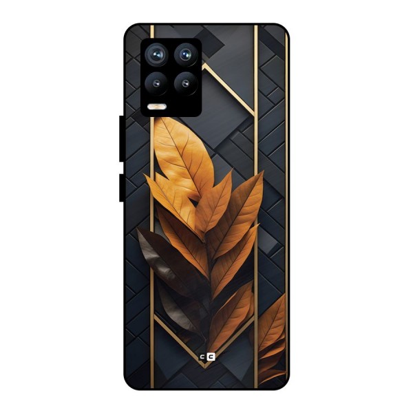 Golden Leaf Pattern Metal Back Case for Realme 8 Pro