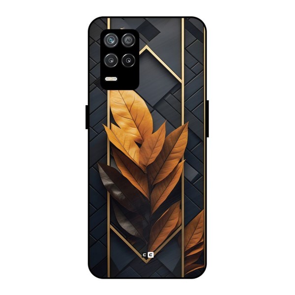 Golden Leaf Pattern Metal Back Case for Realme 8s 5G