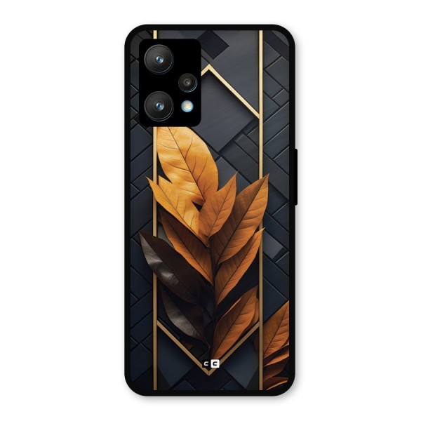 Golden Leaf Pattern Metal Back Case for Realme 9 Pro Plus 5G