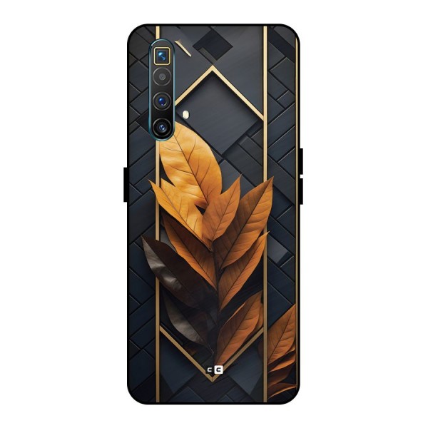 Golden Leaf Pattern Metal Back Case for Realme X3