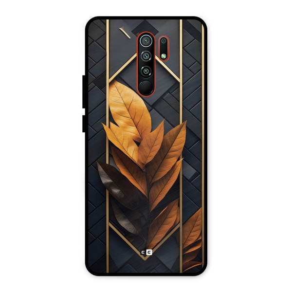 Golden Leaf Pattern Metal Back Case for Redmi 9 Prime