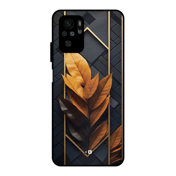 Golden Leaf Pattern Metal Back Case for Redmi Note 10