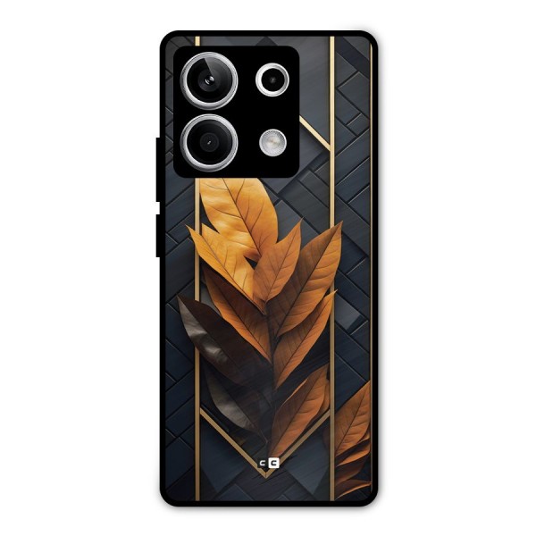 Golden Leaf Pattern Metal Back Case for Redmi Note 13 5G
