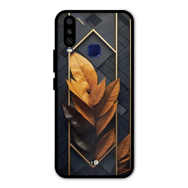 Golden Leaf Pattern Metal Back Case for Vivo V17